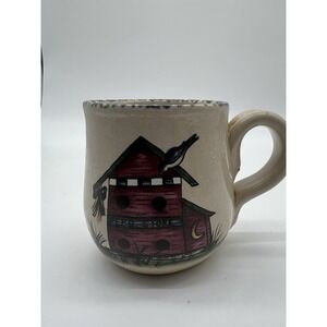 Birdhouse Coffee Mug‎ Cup Pot Belly Country Stoneware 12oz. USA 2003